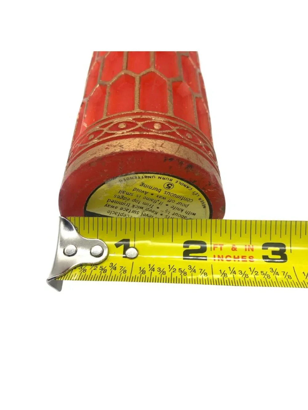 Radiant Originals Pillar Candle Gothic Cathedral Pane Red Gold Vintage MCM